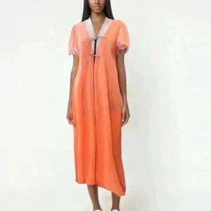 VTG 60s 70s Flower Power nylon Night Gown Cover Robe  Women M-L